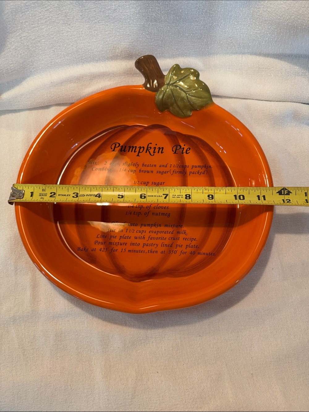 Orange Pumpkin Pie Decorative Serving Plate - Picture 3 of 7